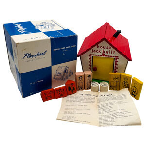 Vintage Playskool House That Jack Built Complete Set + Original Box Shapes READ